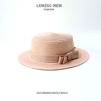 Summer Casual Sunscreen Flat Bow Woven Parent-child Straw Hat sku image 9