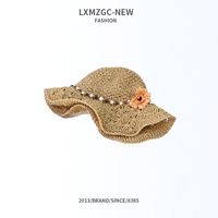 Koreanischer Stil Handgemachter Kinder-sonnenschutz-blumen-perle Big Brim Strohhut sku image 6