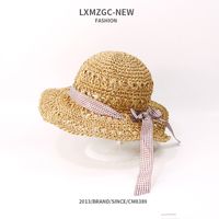 Crochet À Main Crème Solaire Parent-enfant Chapeau De Paille À Arc Creux sku image 2