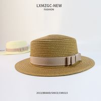 Summer Casual Sunscreen Flat Bow Woven Parent-child Straw Hat main image 4