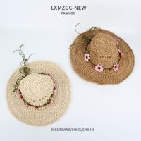 Korean Style Foldable Flower Sunscreen Pure Hand Crocheted Straw Hat main image 4