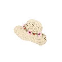 Korean Style Foldable Flower Sunscreen Pure Hand Crocheted Straw Hat main image 6