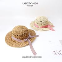 Parent-child Sunscreen Hand Hook Hollow Bow Straw Hat main image 5