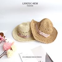 Fashion Parent-child Handmade Children Bow Straw Hat main image 1