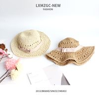 Fashion Parent-child Handmade Children Bow Straw Hat main image 3