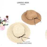 Korean Style Pearl Pendants Ruffles Sunshade Handmade Hollow Straw Hats main image 2