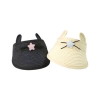 Korean Style Cute Cat Empty Top Children Straw Hat main image 6