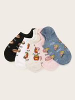 Korean Burger Donut Short Cotton Socks 5 Pairs main image 2