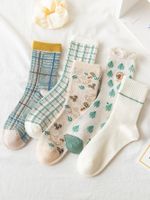 Korean Artistic Floral 5 Pairs Socks sku image 1