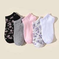 Ensemble De 5 Paires De Chaussettes Bateau Pour Femmes Florales Florales Fraîches D&#39;été main image 1