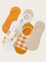 Pineapple Shallow Mouth Invisible Women's Socks 5 Pairs sku image 1