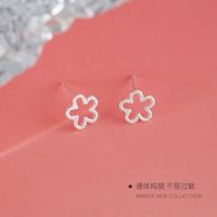 Nihaojewelry Korean Hollow Frosted Flower 925 Silver Stud Earrings Wholesale Jewelry main image 5