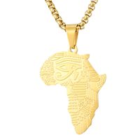 Nihaojewelry Bijoux En Gros En Acier Inoxydable Doré Afrique Carte Pendentif Sculpté Collier main image 1