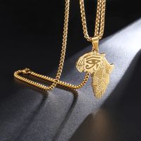 Nihaojewelry Jewelry Wholesale Golden Stainless Steel Africa Map Carved Pendant Necklace main image 3
