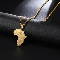 Nihaojewelry Jewelry Wholesale Golden Stainless Steel Africa Map Carved Pendant Necklace main image 4