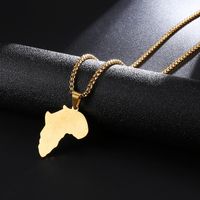 Nihaojewelry Jewelry Wholesale Golden Stainless Steel Africa Map Carved Pendant Necklace main image 5