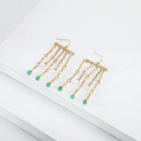 Nihaojewelry Jewelry New Geometric Gold Acrylic Beads Alloy Earrings Wholesale main image 3