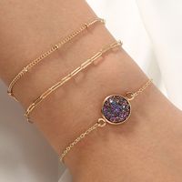 Nihaojewelry Simple Purple Crystal Cluster Lattice Chain Multi-layer Bracelet Wholesale Jewelry main image 1