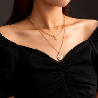 Nihaojewelry Mode Tournesol Étiquette Ronde Collier Multicouche Bijoux En Gros main image 1