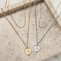 Nihaojewelry Simple Peach Heart Pendant Double Layer Necklace Wholesale Jewelry main image 3