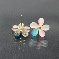 Nihaojewelry Korean Style Cute Opal Flower Earrings Wholesale Jewelry main image 4