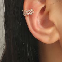 Wholesale Jewelry Diamond Wave Line Copper Ear Clip Nihaojewelry main image 1