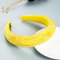 Wholesale Nihaojewelry Wide-sided Thickened Sponge Headband Diamond-studded Baroque Crystal Headband sku image 4