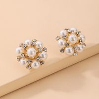 Nihaojewelry Bijoux En Gros Incrusté De Strass Perle Boucles D&#39;oreilles Fleur main image 1