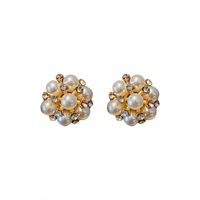 Nihaojewelry Bijoux En Gros Incrusté De Strass Perle Boucles D&#39;oreilles Fleur main image 6