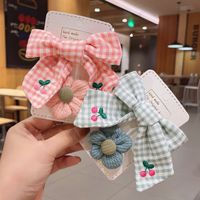 Wholesale Accessories Plaid Bow Flower Cloth Hairpin Nihaojewelry main image 3