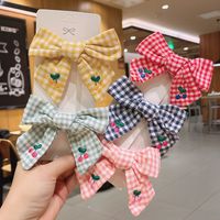 Wholesale Accessories Embroidery Fruit Cherry Bow Checkered Hairpin Nihaojewelry main image 1