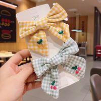 Wholesale Accessories Embroidery Fruit Cherry Bow Checkered Hairpin Nihaojewelry main image 5