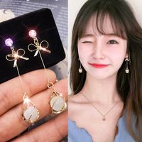 Nihaojewelry Korea's Style Bowknot Opal Long Tassel Earrings Wholesale Jewelry main image 1