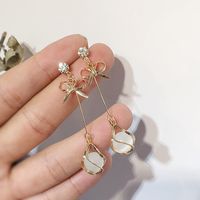 Nihaojewelry Korea's Style Bowknot Opal Long Tassel Earrings Wholesale Jewelry main image 3