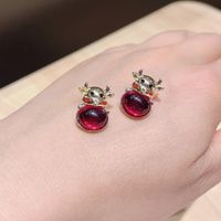 Nihaojewelry Mode Rinderform Rote Granat Anhänger Ohrringe Großhandel Schmuck main image 3