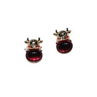 Nihaojewelry Mode Rinderform Rote Granat Anhänger Ohrringe Großhandel Schmuck main image 6