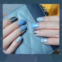 Wholesale Fashion Blue Smiley Pattern Gel Nails Patches With Nail File 22 Pieces Set Nihaojewelry main image 1