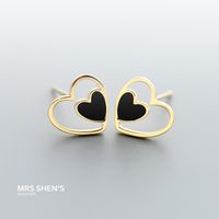 Nihaojewelry Korean Double Heart-shaped 925 Silver Earrings Wholesale Jewelry sku image 1