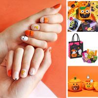 Wholesale Fashion Halloween Pumpkin Pattern Gel Nails Patches With Nail File 22 Pieces Set Nihaojewelry main image 1