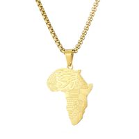 Nihaojewelry Jewelry Wholesale Golden Stainless Steel Africa Map Carved Pendant Necklace sku image 2