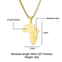 Nihaojewelry Jewelry Wholesale Golden Stainless Steel Africa Map Carved Pendant Necklace sku image 1