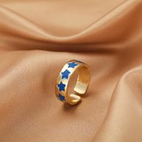 Wholesale Jewelry Fashion Heart Color Drop Oil Open Ring Nihaojewelry sku image 3