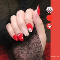 Wholesale Fashion Red Lucky Cat Pattern Gel Nails Patches With Nail File 22 Pieces Set Nihaojewelry sku image 1