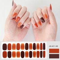 Wholesale Patchs D&#39;ongles En Gel À Motif Marron Orange Halloween Avec Lime À Ongles Ensemble De 22 Pièces Nihaojewelry main image 2