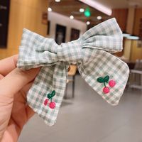 Wholesale Accessories Embroidery Fruit Cherry Bow Checkered Hairpin Nihaojewelry sku image 6