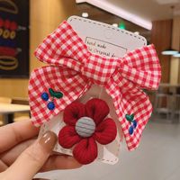 Wholesale Accessories Plaid Bow Flower Cloth Hairpin Nihaojewelry sku image 4
