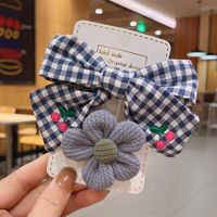 Wholesale Accessories Plaid Bow Flower Cloth Hairpin Nihaojewelry sku image 5