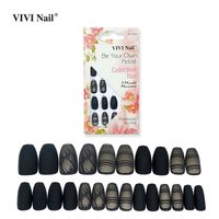 Wholesale Fashion Black Stripe Pattern Nails Patches 24 Pieces Set Nihaojewelry sku image 1