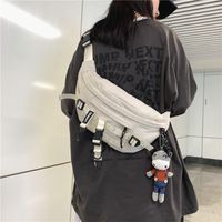 Bolso De Pecho Japonés Harajuku Negro Para Ropa De Trabajo Para Hombre Coreano Ins Retro Street Trendy Match Girl's Crossbody Bolsa De Cintura Para Estudiante main image 1