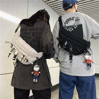 Japanese Harajuku Black Workwear Chest Bag Men's Korean Ins Retro Street Trendy Match Girl's Crossbody Bag Student Waist Bag main image 4